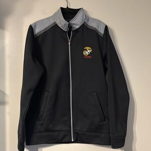 USMC Marines Under Armour Mens Size M Black Zip up Jacket